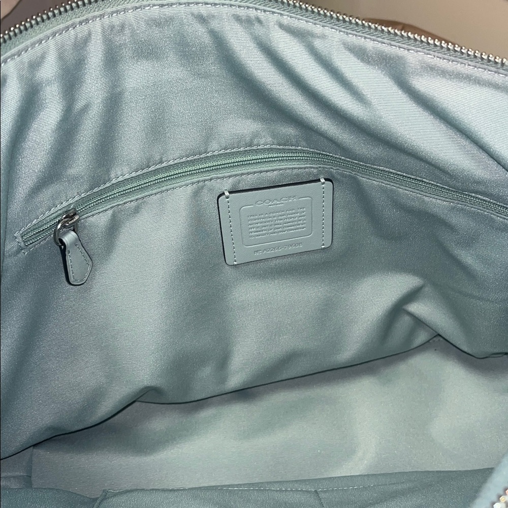 Coach Light Teal  Leather Tote - Picture 4 of 8